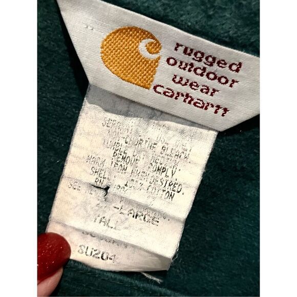Carhartt SU204 Green Button Up Midweight Vintage Rugged Outdoor Flannel XL Tall - Picture 3 of 11